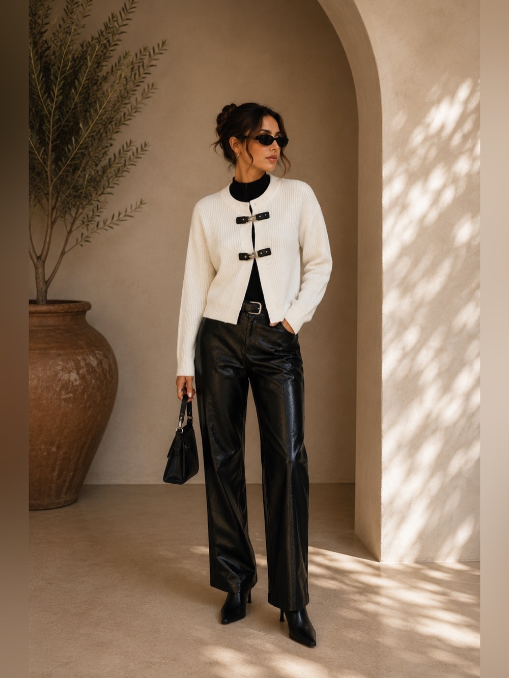 Commense Off White Cable Knit Buckle Cardigan XS | Quiet Luxury Sweater